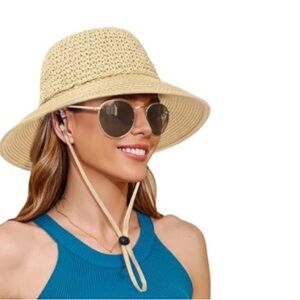 NWT East Water Packable Crochet Hat,
Foldable Wide Brim Straw Bucket Hat